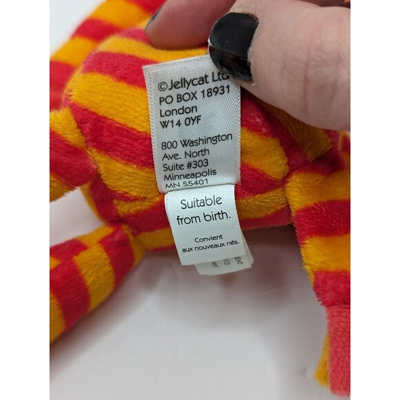 Jellycat Little Zany Zebra Orange Striped Plush Stuffed Animal Lovey - Picture 6 of 6